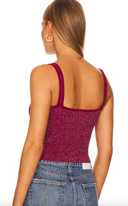 Free People Lurex Solid Rib Brami In WIne Combo