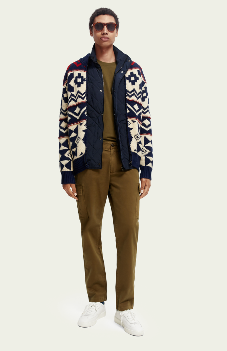 Scotch and Soda Mens Chunky Wool-blend Zip Cardigan w Scotch and Soda Mens Chunky Wool-blend Zip Cardigan w