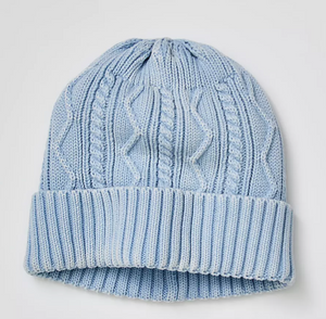 Free People Stormi Washed Cable Beanie in Ice Blue