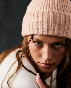 Free People Winnie Waffle Cuff Beanie in Peony