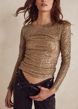 Load image into Gallery viewer, Free People Gold Rush L/S Tee in Gold Combo - FINAL SALE