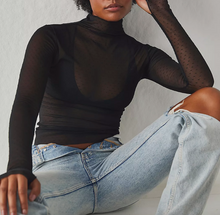 Load image into Gallery viewer, Free People On The Dot Layering Top in Black
