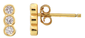 Kris Nations Triple Bezel Crystal Stud Earrings - 18K Gold Vermeil/Crystal