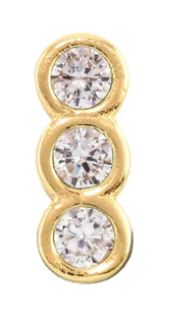 Kris Nations Triple Bezel Crystal Stud Earrings - 18K Gold Vermeil/Crystal