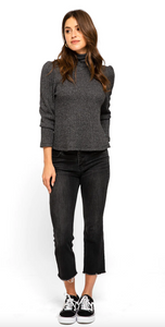 Sol Angeles Thermal Puff Turtleneck in Black