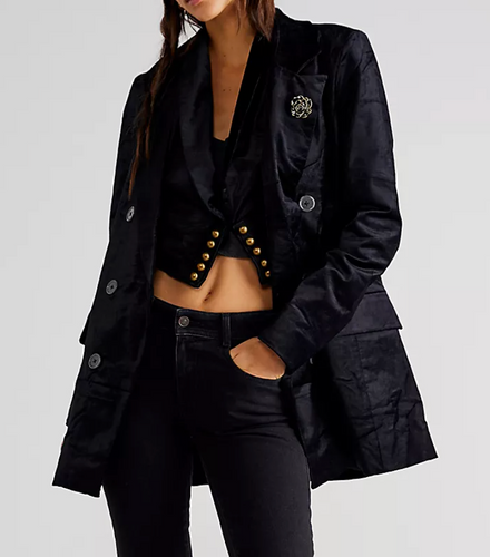 Free People Velvet Cosmo Blazer in Black - FINAL SALE