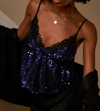 Load image into Gallery viewer, Free People Right Rhythm Sequin Cami in Midnight Combo