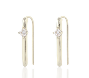 Kris Nations Arc Pull Through Earrings w/Crystal in Sterling Silver