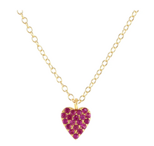 Load image into Gallery viewer, Kris Nations Heart Ruby Crystal Charm Necklace in Gold
