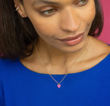 Load image into Gallery viewer, Kris Nations Heart Ruby Crystal Charm Necklace in Gold