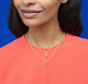 Kris Nations Crescent Moon Sapphire Crystal Charm Necklace