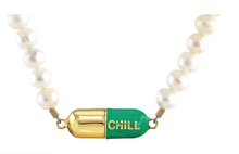 Load image into Gallery viewer, Kris Nations Big Chill Pill Pearl Necklace in Emerald Green