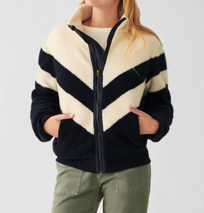 Faherty Ski Stripe High Pile Fleece Jacket - FINAL SALE