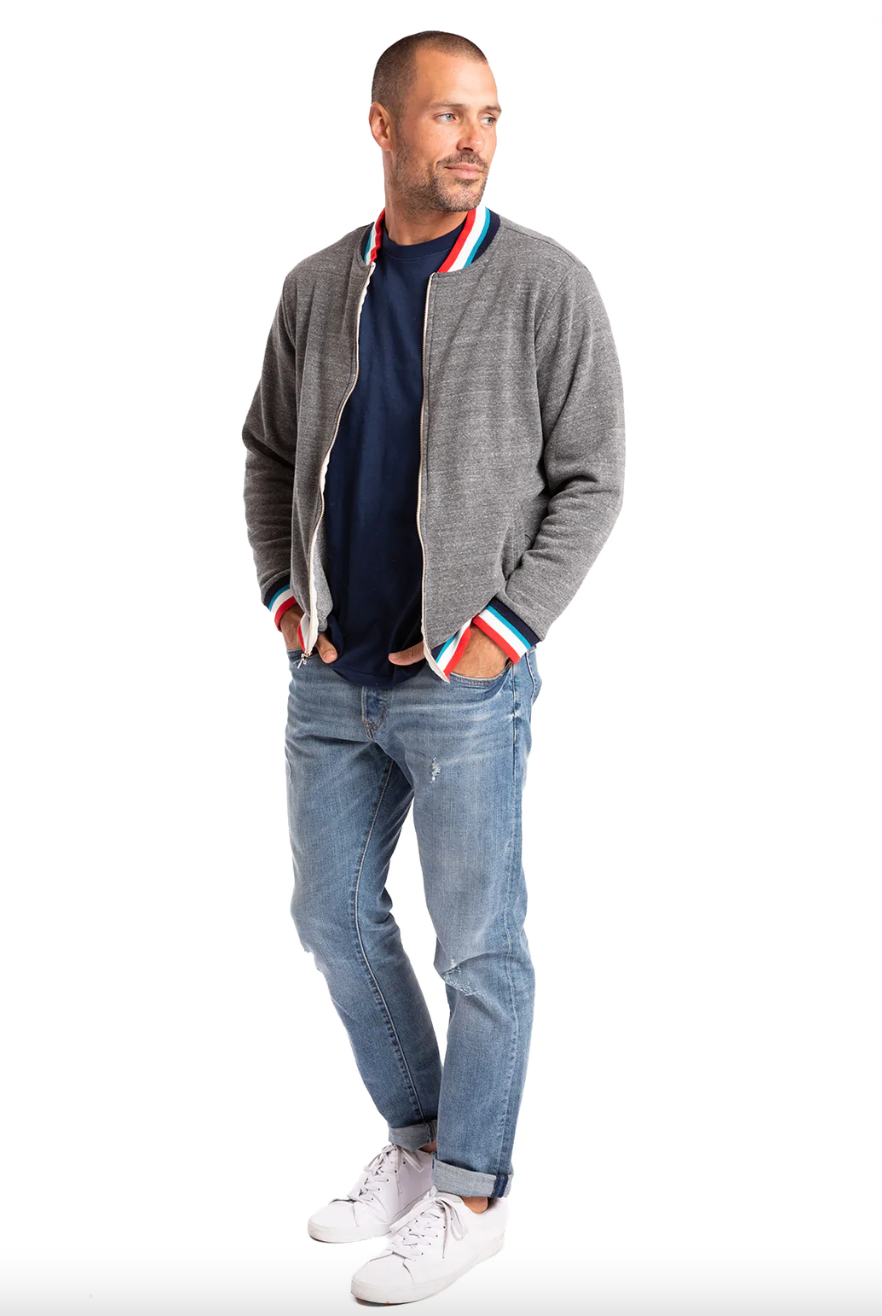 Sol Angeles Mens Sol Flag Bomber in Heather - FINAL SALE