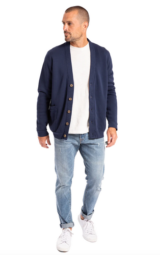 Sol Angeles Mens Brushed Fit Cardigan in Indigo