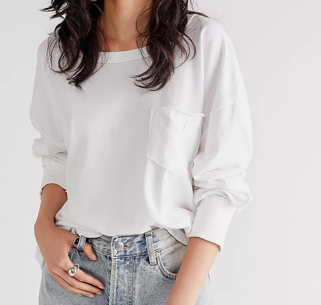 Free People Fade Into You Tee in Ivory