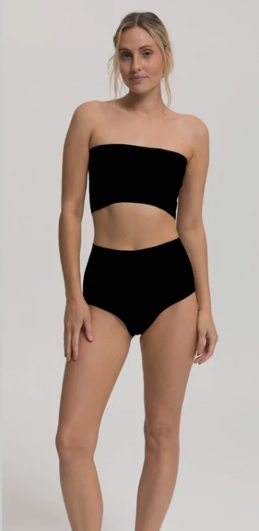 Cali Dreaming Bandeau Swim Top in Black