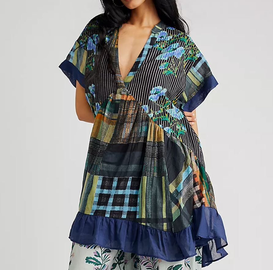 Free People Printed Agnes Dress in Dark Combo - FINAL SALE