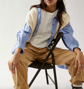 Free People Cable Tee in Ivory - FINAL SALE