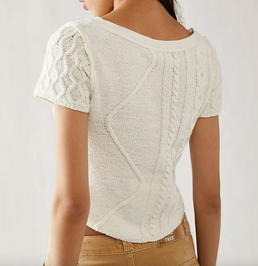 Free People Cable Tee in Ivory - FINAL SALE