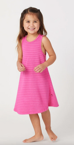 Sol Angeles Kids Tonal Stripe Flounce Dress in Dahlia
