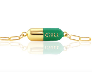 Kris Nations "Chill Pill" Charm Bracelet in Emerald Green