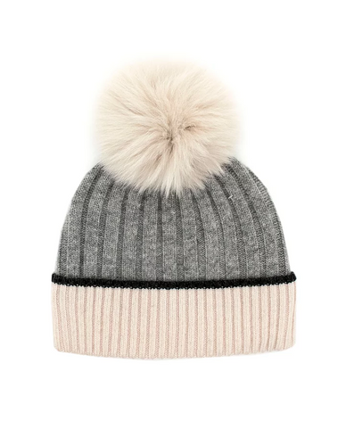 Mitchie's Knitted Border Hat w/Pom