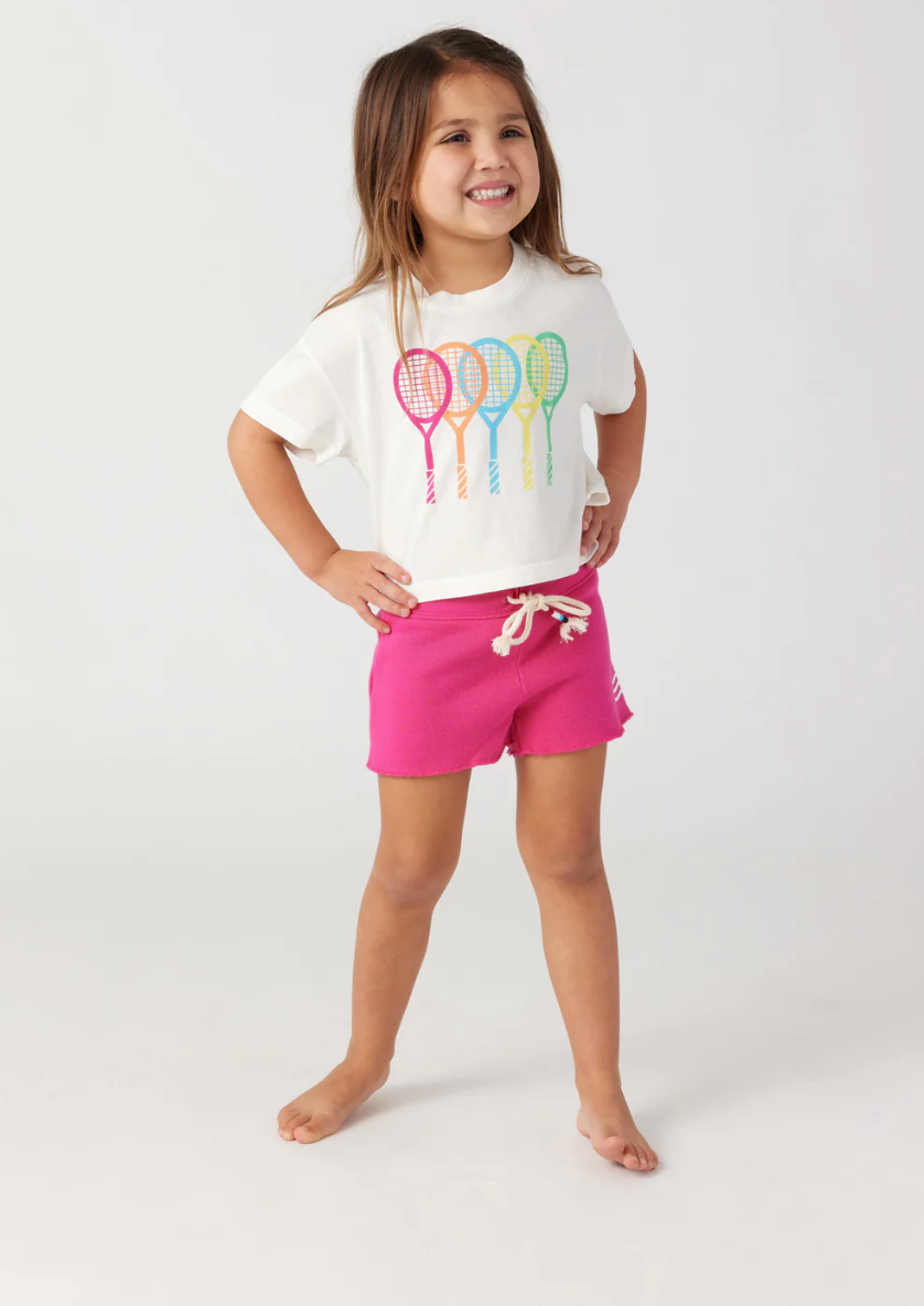Sol Angeles Kids Tennis Crop Boxy Crew in Dirty White - FINAL SALE