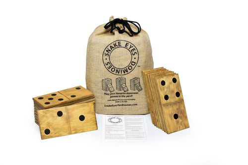 Snake Eyes Oversized Wooden Dominoes - Wooden Yard Dominoes Set