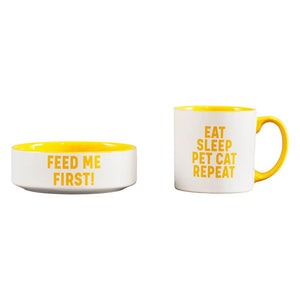 Wild + Woofy Cat Mug and Bowl Set