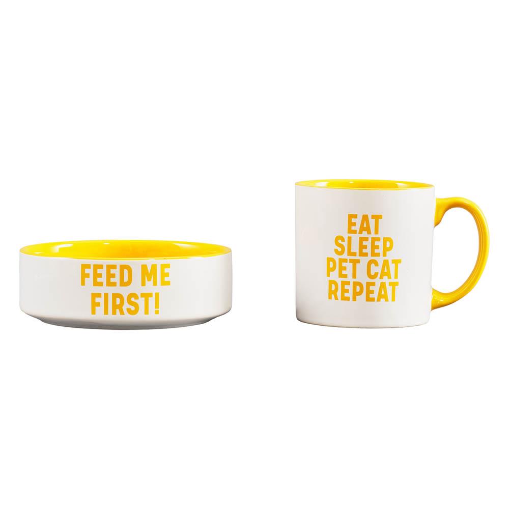 Wild + Woofy Cat Mug and Bowl Set