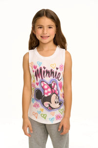 Chaser Kids Airbrush Minnie Tank Top in White - FINAL SALE