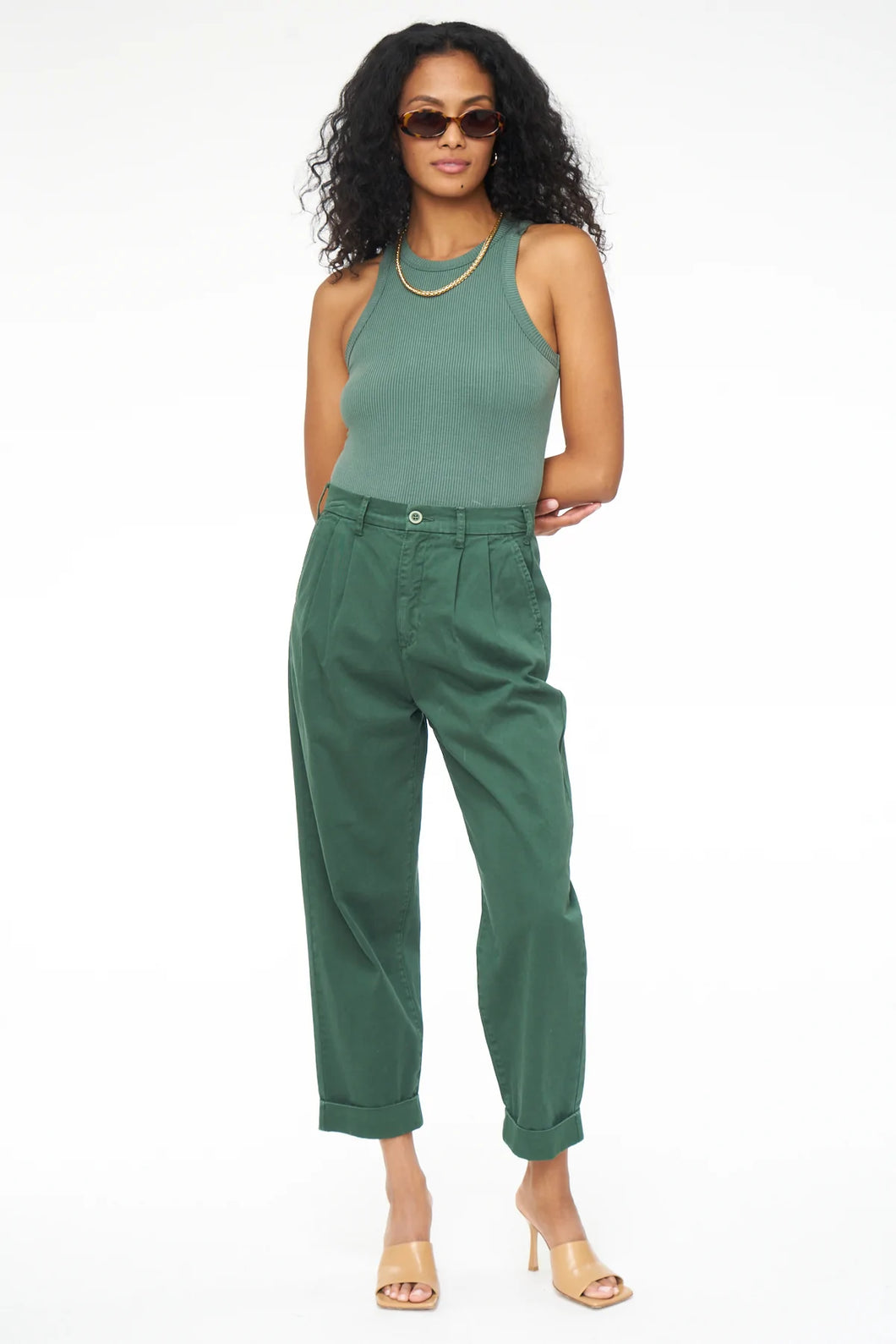 Pistola Kellin High Rise Pleated Trouser in Ivy - FINAL SALE