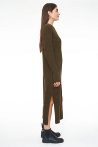 Pistola Darya Dress Crew Neck Midi Dress in Moss - FINAL SALE