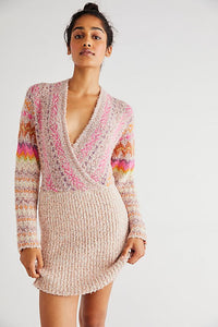 Free People Forever Fair Isle Sweater in Strawberry Combo - FINAL SALE