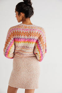 Free People Forever Fair Isle Sweater in Strawberry Combo - FINAL SALE