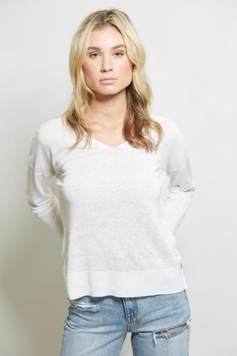 SWTR Linen V Neck in White - FINAL SALE