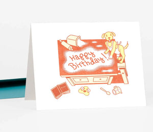 buyolympia "Dog Writing Happy Birthday in Flour" Greeting Card