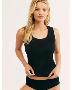Free People U Neck Tank in Black