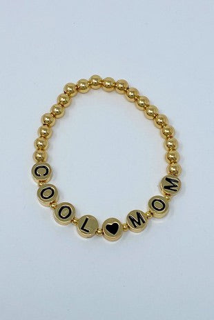 E & Y Stretch Gold Bead Bracelet - Cool Mom(gold)
