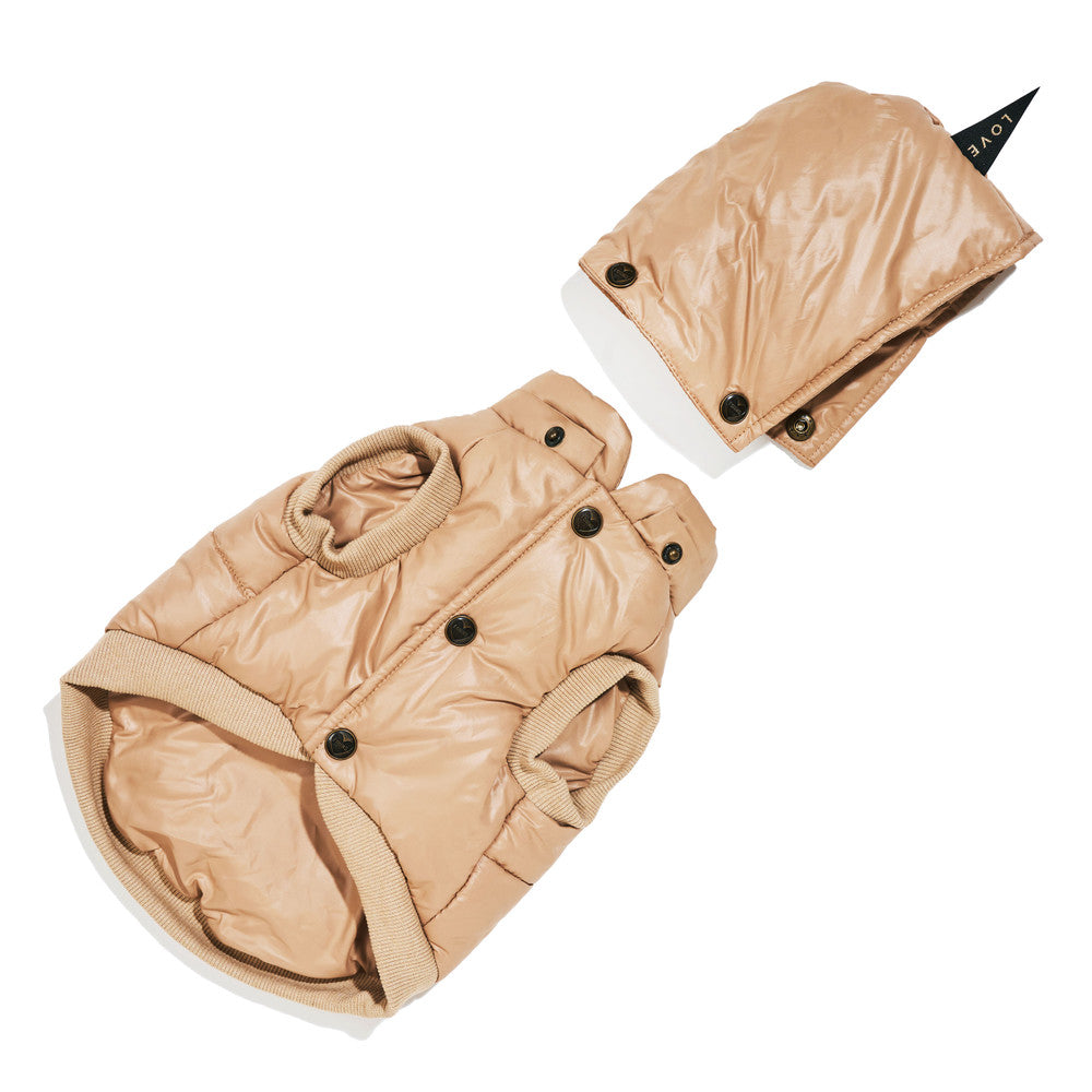Found My Animal Puffer Coat with Removable Hood - Beige, XS