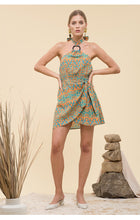 Load image into Gallery viewer, Moon River Front-Tie Halter Dress in Aqua Multi - FINAL SALE