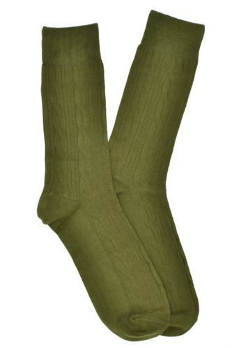 Curated Basics Olive Cable Knit Socks