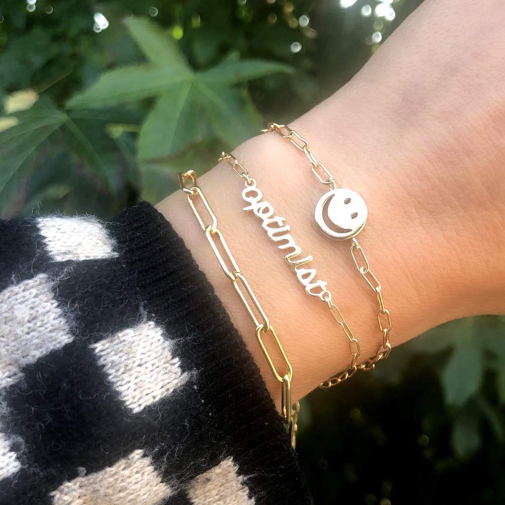 Kris Nations Thick Paperclip Chain Bracelet in Gold