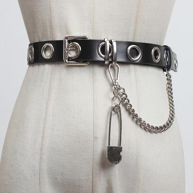 Kate Hewko Safety Pin + Chain Rivet Belt