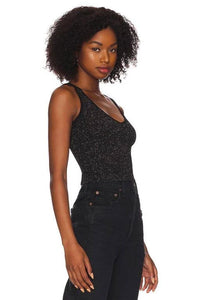 Free People Lurex Solid Rib Brami In Black Combo