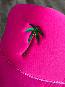 Label Jae Hand Painted PINK Palm Tree w/Coconuts