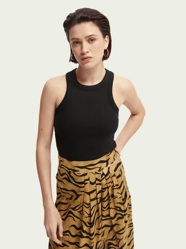 Scotch and Soda Racer Tank in Black