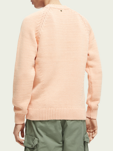 Scotch & Soda Mens Pastel Tape-Yarn Sweater in Sunset Orange - FINAL SALE