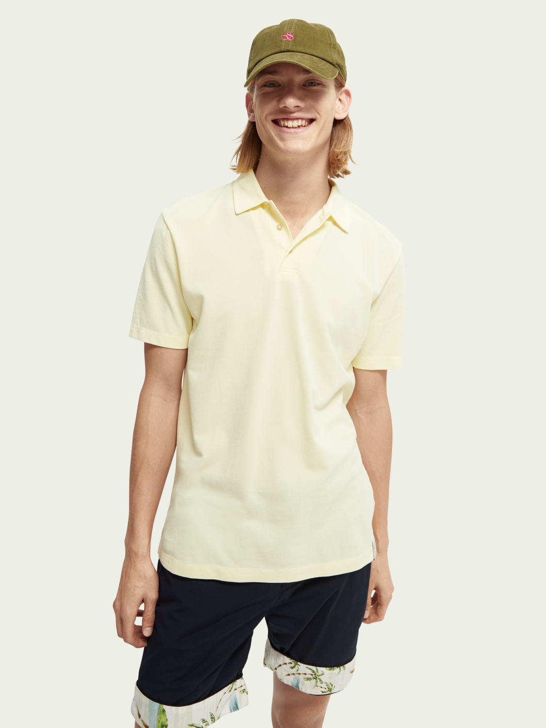 Scotch Soda Mens Two Tone Knitted Polo in Lemonade Melange